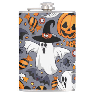 Ghosts Spooky and Creepy Cute Monsters Hip Flask