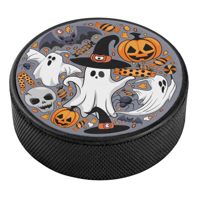 Ghosts Spooky and Creepy Cute Monsters Hockey Puck (3/4)
