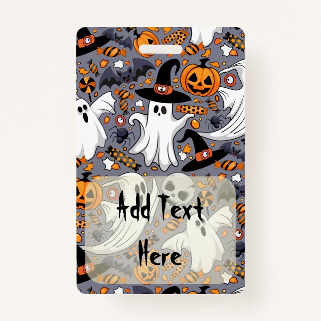 Ghosts Spooky and Creepy Cute Monsters ID Badge (Front)