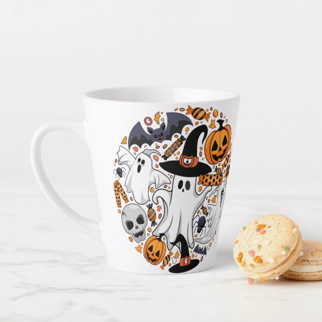 Ghosts Spooky and Creepy Cute Monsters Latte Mug (In Situ)
