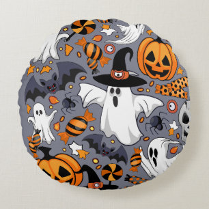 Ghosts Spooky and Creepy Cute Monsters Round Cushion