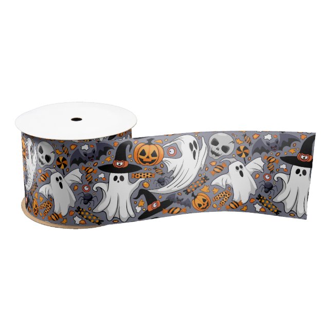 Ghosts Spooky and Creepy Cute Monsters Satin Ribbon (Spool)