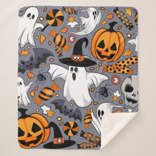 Ghosts Spooky and Creepy Cute Monsters Sherpa Blanket