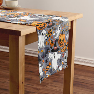 Ghosts Spooky and Creepy Cute Monsters Short Table Runner