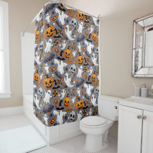 Ghosts Spooky and Creepy Cute Monsters Shower Curtain