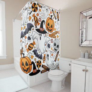 Ghosts Spooky and Creepy Cute Monsters Shower Curtain