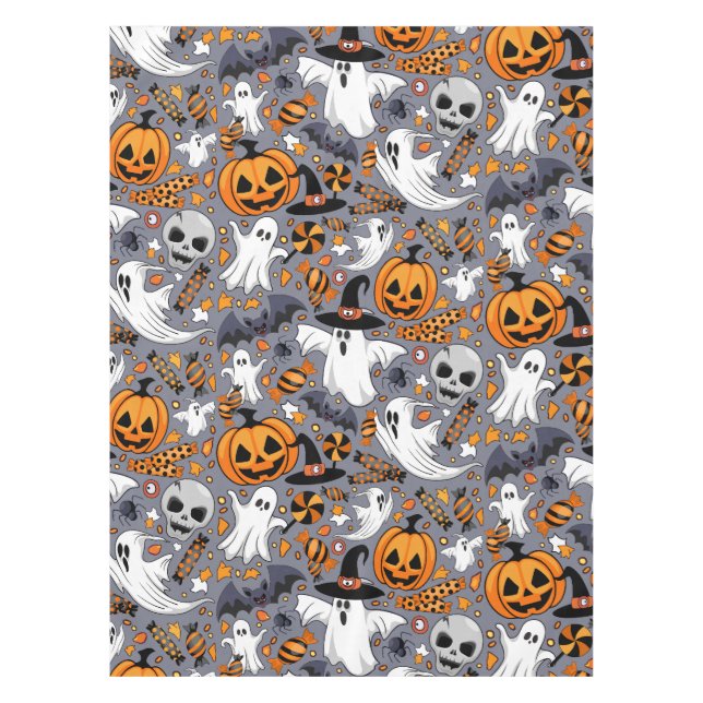 Ghosts Spooky and Creepy Cute Monsters Tablecloth (Front)