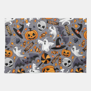 Ghosts Spooky and Creepy Cute Monsters Tea Towel