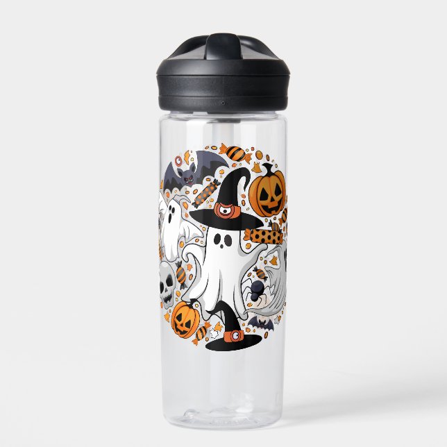 Ghosts Spooky and Creepy Cute Monsters Water Bottle (Front)