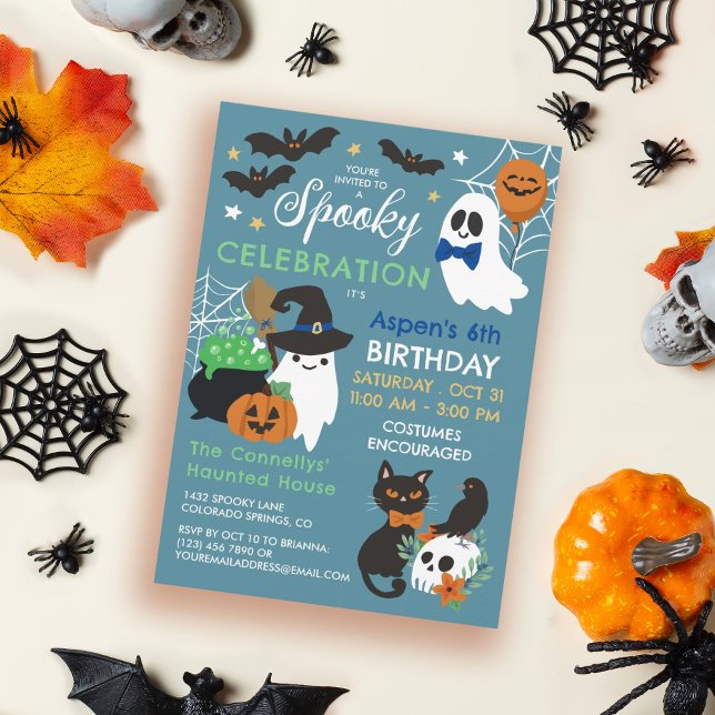 Ghosts Spooky Celebration Boy Halloween Birthday Invitation (Creator Uploaded)