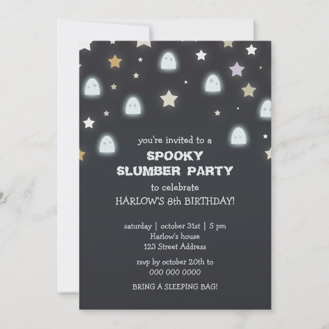 Ghosts Stars Spooky Slumber Party Invite (Front)