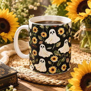 Ghosts & Sunflowers Spooky Floral Goth Coffee Mug