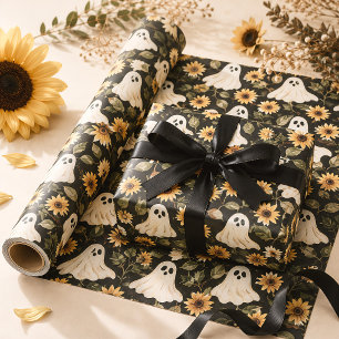 Ghosts & Sunflowers Summer Goth Wrapping Paper