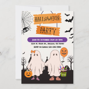 Ghosts Trick or Treating Halloween Personalised Invitation