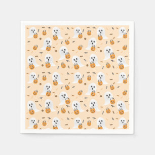 Ghosts Trick Or Treating Pumpkin Candy Bucket Napkin