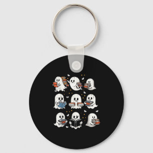 Ghosts With Books Library Halloween Men Women Kids Key Ring