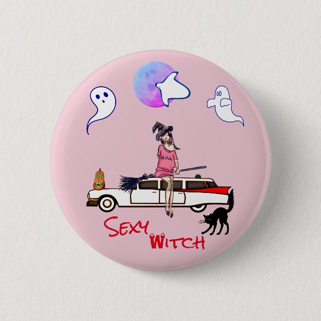 Ghosty Ghost Pink Halloween  Button (Front)