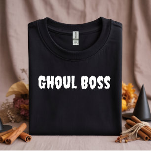 Ghoul Boss white typography halloween T-Shirt