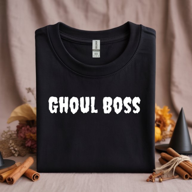 Ghoul Boss white typography halloween T-Shirt (Creator Uploaded)