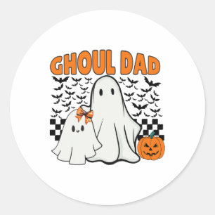 Ghoul Dad Halloween Ghost Spooky Season Retro Dadd Classic Round Sticker