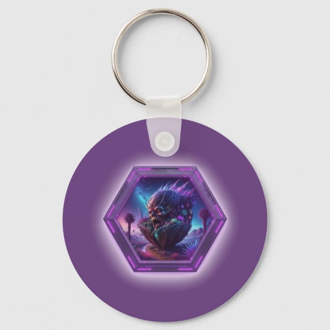 Ghoul Emerging From Pod On Desolate Landscape Key Ring (Front)