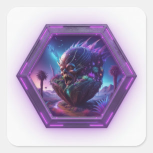 Ghoul Emerging From Pod On Desolate Landscape Square Sticker