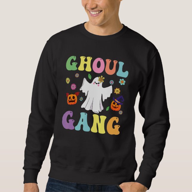 Ghoul Gang Groovy Hey Boo Pumpkin Boo Crew Hallowe Sweatshirt (Front)