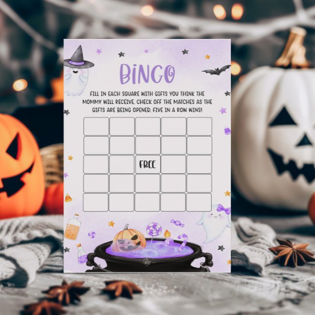 Ghoul Halloween Baby Shower Bingo Game (Purple Oh Sheet Baby Shower Bingo Game)
