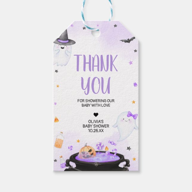 Ghoul Halloween Baby Shower Favour Tags (Front)