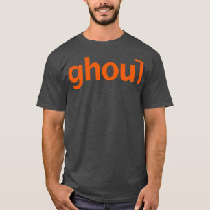 Ghoul Halloween Typography Orange Text T-Shirt