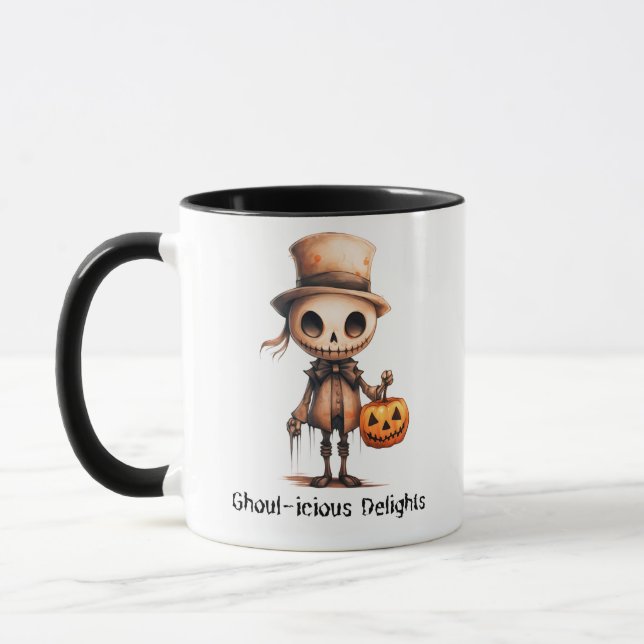 Ghoul-icious Delights Ghoul Skeleton Halloween Mug (Left)