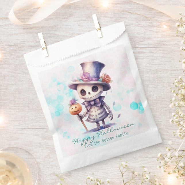 Ghoul in Top Hat and Bow Tie Happy Halloween Favour Bag (Clipped)