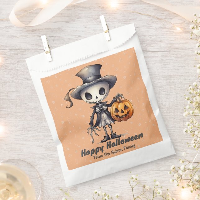 Ghoul in Top Hat Cute Background Happy Halloween Favour Bag (Clipped)