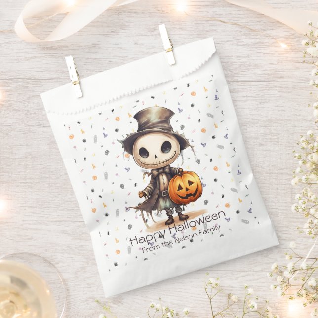 Ghoul in Top Hat Cute Background Happy Halloween Favour Bag (Clipped)