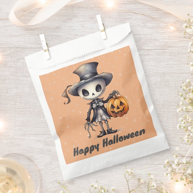 Ghoul in Top Hat Cute Background Happy Halloween Favour Bag (Clipped)