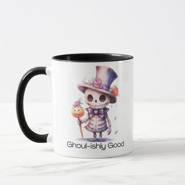 Ghoul-ishly Good Ghoul Skeleton Halloween Mug (Left)