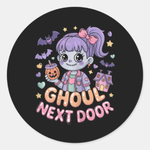 Ghoul Next Door Cute Halloween Ghost Girl Ts Stars Classic Round Sticker
