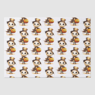 Ghoul Top Hat Jack-o' Lantern White Halloween Tissue Paper