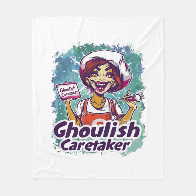 Ghoulish Caretaker Nurse Fleece Blanket (Front)