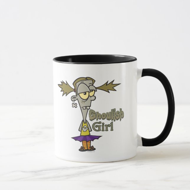 ghoulish girl zombie girl cartoon mug (Right)