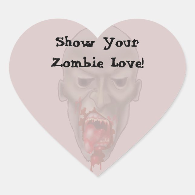 Ghoulish Zombie Attack Heart Sticker (Front)