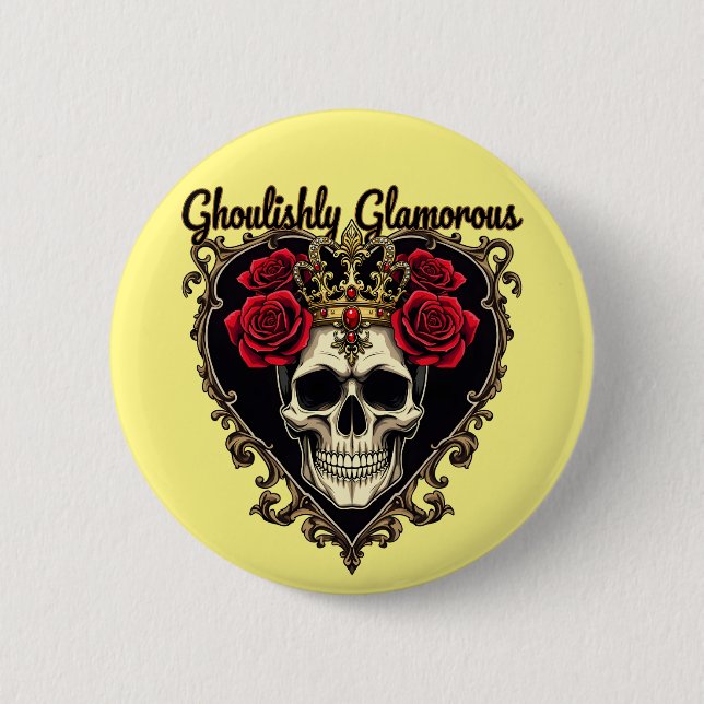 Ghoulishly Glamourous, Halloween Elegance Design 6 Cm Round Badge (Front)