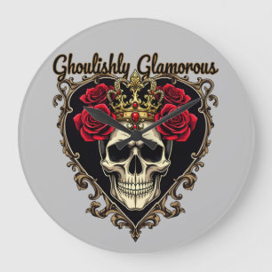 Ghoulishly Glamourous, Halloween Elegance Design Large Clock