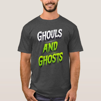 Ghouls and Ghosts – Slanted Neon Horror Typography T-Shirt