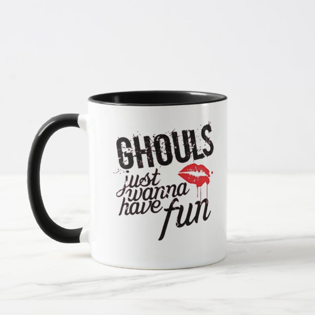 Ghouls Just Wanna Have Fun Autumn Slogan Funny Mug (Left)