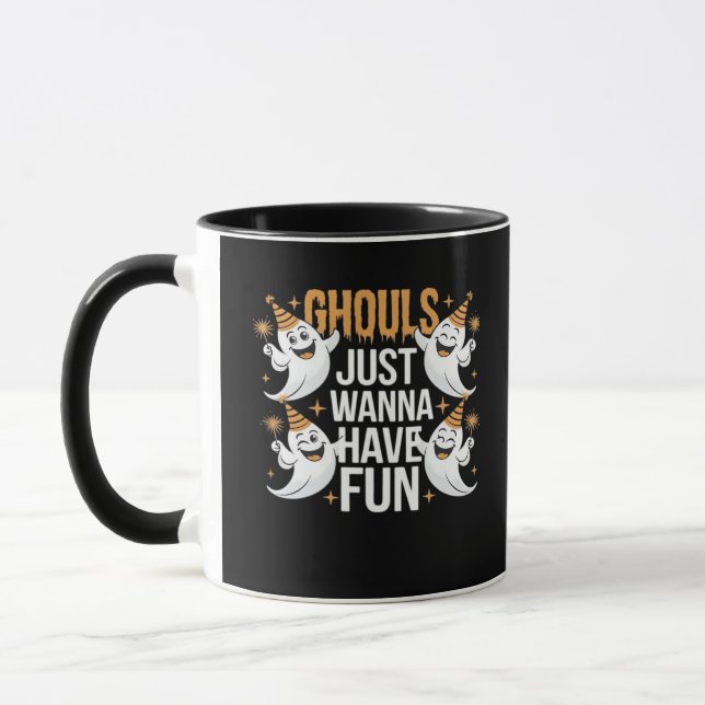 Ghouls Just Wanna Have Fun Autumn Vibes Mug (Left)