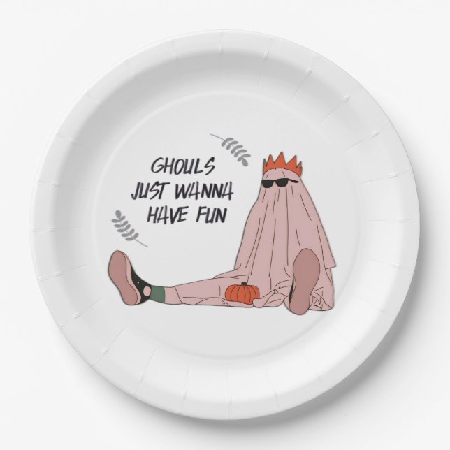 Ghouls Just Wanna Have Fun Classic Slogan Paper Plate (Front)