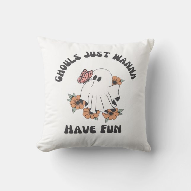 Ghouls Just Wanna Have Fun Creepy Design Cushion (Front)