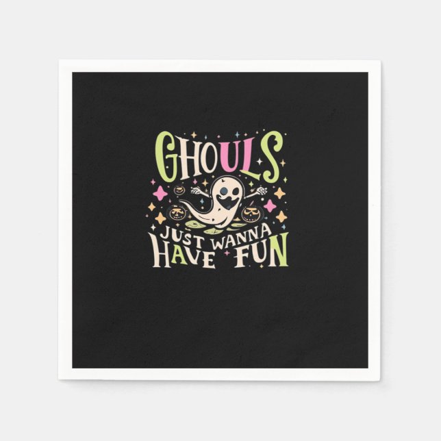 Ghouls Just Wanna Have Fun Creepy Design Napkin (Front)