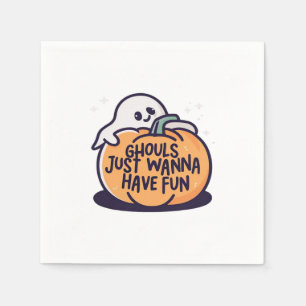 Ghouls Just Wanna Have Fun - Cute Halloween Doodle Napkin